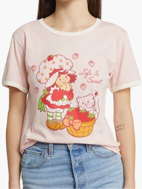 Strawberry Shortcake Pink Graphic Tee - "Life Is Sweet"